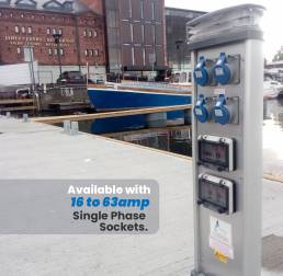 16 to 63 amp Single Phase Socket Sterling Marine Pedestal